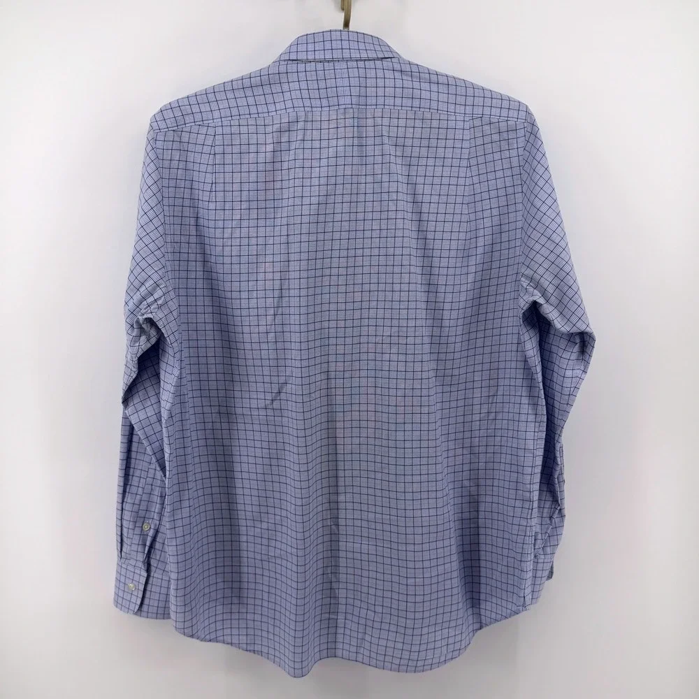 Polo Ralph Lauren Mens XL Blue Check Easy Care Stretch Button Down Dress Shirt